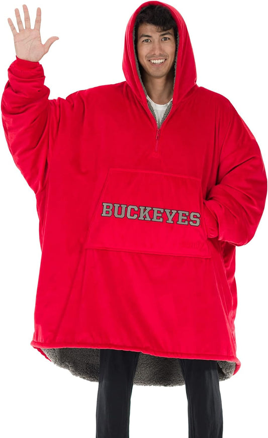 THE COMFY Original Quarter-Zip | Ohio State University Logo & Insignia | Oversized Microfiber & Sherpa Wearable Blanket with Zipper, Seen On Shark Tank, One Size Fits All