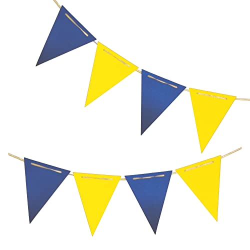 Yellow and Blue Pennant Banner,Blue and Yellow Vintage Double Sided Triangle Flag，for Party Decoration,Pack of 30pcs Triangle Flag(One 20 Feet or Two 10 Feet)