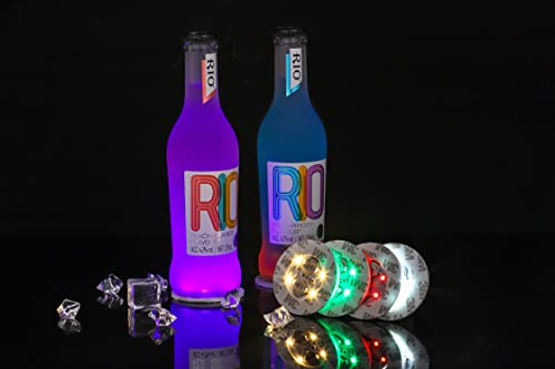 HANCIRCLE LED Coaster Colorful,12 Pack Light Up Coasters,LED Sticker Lights,Wine Bottle Lights,for Drinks,Bar Accessories,Party,Wedding