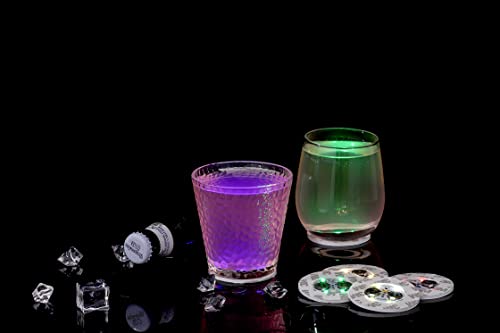 HANCIRCLE LED Coaster Colorful,12 Pack Light Up Coasters,LED Sticker Lights,Wine Bottle Lights,for Drinks,Bar Accessories,Party,Wedding