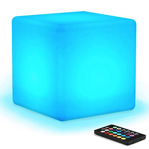 Mr.Go [16 RGB Colors 4 Modes] Waterproof Rechargeable LED Color-Changing Light Cube 8" | Dimmable Soothing Mood Lamp w/Remote | Ideal for Home Patio Party Accent Ambient & Decorative Lighting