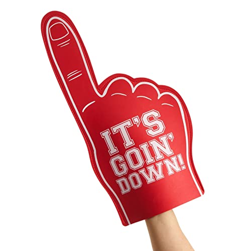 Okuna Outpost 2 Pack Red Foam Fingers #1, It's Goin' Down for Sports Fan Accessories, Cheering, Party Favors, 17.5 Inch Giant Foam Hand