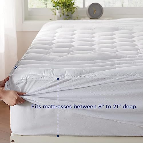 Bedsure Twin XL Mattress Pad - Soft Mattress Cover for College Dorm, Extra Long Twin Quilted Fitted Mattress Protector with 8-21" Deep Pocket, Breathable Fluffy Pillow Top, White, 39x80 Inches