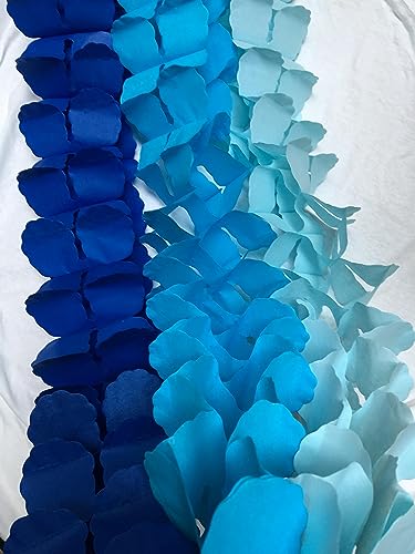 LIBERTIE Pack of 6, Hanging Garland Four-Leaf Tissue Paper Flower Garland Reusable Party Streamers for Party Wedding Decorations, 11.81 Feet/3.6M Each (Blue Set 6PC)