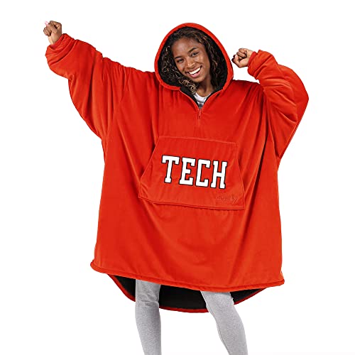 THE COMFY Original Quarter-Zip | Texas Tech University Logo & Insignia | Oversized Microfiber & Sherpa Wearable Blanket with Zipper, Seen On Shark Tank, One Size Fits All