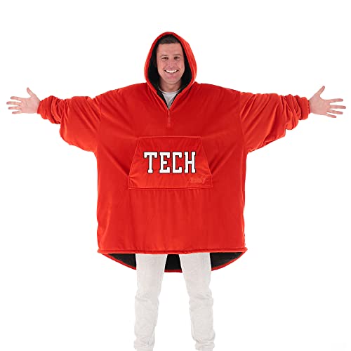 THE COMFY Original Quarter-Zip | Texas Tech University Logo & Insignia | Oversized Microfiber & Sherpa Wearable Blanket with Zipper, Seen On Shark Tank, One Size Fits All