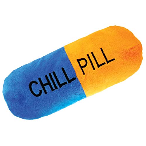 Rockin Chill Pill Throw Plush Pillow 11" x 4" Soft and Plush Decor Kids Pillow and Novelty Pillow (Blue & Orange)