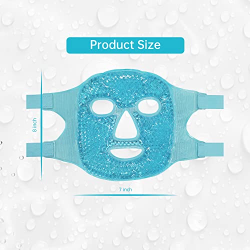 Cold Face Eye Mask Ice Pack Reduce Face Puff, Dark Circles, Gel Beads Hot Heat Cold Compress Pack, Face SPA for Woman Sleeping, Pressure, Headaches, Skin Care, Post Laser Care[Blue]