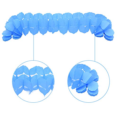 LIBERTIE Pack of 6, Hanging Garland Four-Leaf Tissue Paper Flower Garland Reusable Party Streamers for Party Wedding Decorations, 11.81 Feet/3.6M Each (Blue Set 6PC)