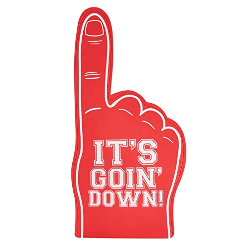 Okuna Outpost 2 Pack Red Foam Fingers #1, It's Goin' Down for Sports Fan Accessories, Cheering, Party Favors, 17.5 Inch Giant Foam Hand