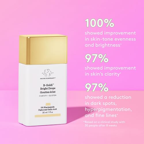 Drunk Elephant B-Goldi Bright Drops - 1 fl oz Illuminates Skin & Fades Hyperpigmentation with 5% Niacinamide Diglucosyl Gallic Acid Free of Essential Oils, Silicones Fragrances Cruelty