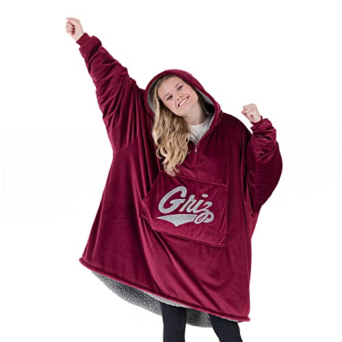 THE COMFY Original Quarter-Zip | University of Montana Logo & Insignia | Oversized Microfiber & Sherpa Wearable Blanket with Zipper, Seen On Shark Tank, One Size Fits All