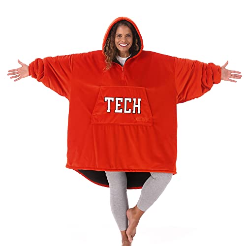 THE COMFY Original Quarter-Zip | Texas Tech University Logo & Insignia | Oversized Microfiber & Sherpa Wearable Blanket with Zipper, Seen On Shark Tank, One Size Fits All