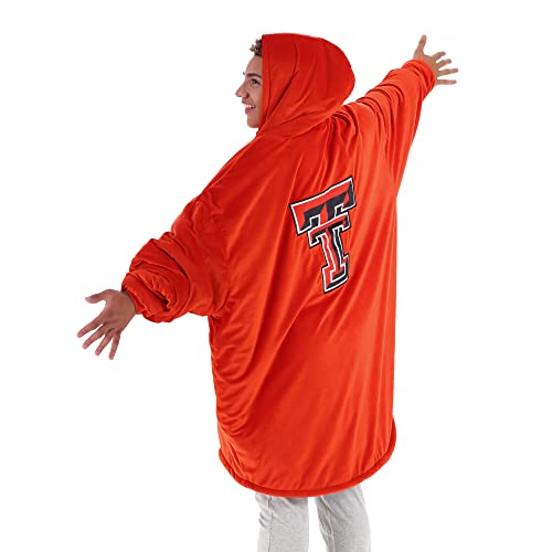 THE COMFY Original Quarter-Zip | Texas Tech University Logo & Insignia | Oversized Microfiber & Sherpa Wearable Blanket with Zipper, Seen On Shark Tank, One Size Fits All