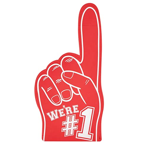 Okuna Outpost 2 Pack Red Foam Fingers #1, It's Goin' Down for Sports Fan Accessories, Cheering, Party Favors, 17.5 Inch Giant Foam Hand