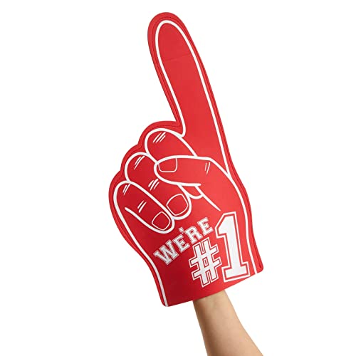 Okuna Outpost 2 Pack Red Foam Fingers #1, It's Goin' Down for Sports Fan Accessories, Cheering, Party Favors, 17.5 Inch Giant Foam Hand