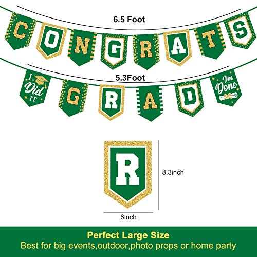 2024 Green Graduation Banner - No DIY Required Green Graduation Party Supplies Decorations Grad Banner for College, High School Party (Green Congrats Grad)