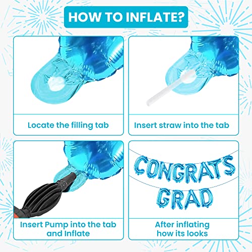 KatchOn, Congrats Grad Balloons Blue - 16 Inch | Congrats Balloons for Graduation Party Decorations 2024 | Congratulations Balloons for Blue Graduation Decorations Class of 2024 | Graduation Balloons…