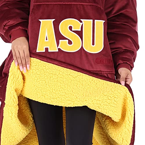 THE COMFY Original Quarter-Zip | Arizona State University Logo & Insignia | Oversized Microfiber & Sherpa Wearable Blanket with Zipper, Seen On Shark Tank, One Size Fits All