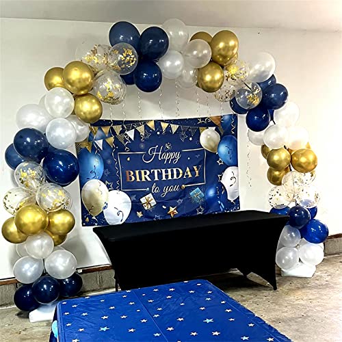 Navy Blue and Gold Balloons, 60 Pieces Navy Blue Pearl White Chrome Gold Metallic Latex Balloons and Confetti Party Balloons for Boys Men Wedding Birthday Baby Shower Graduation Party Decorations