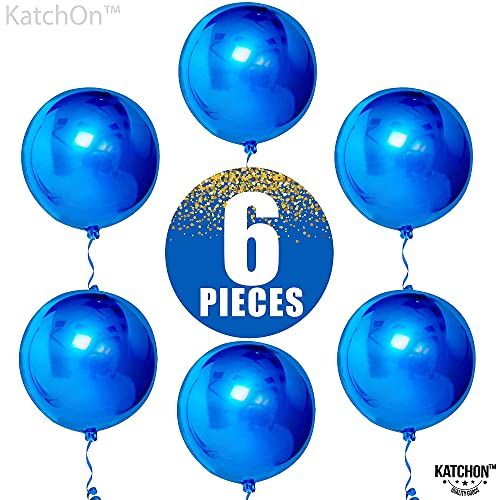 KatchOn, Large Royal Blue Balloons - 22 Inch, Pack of 6 | Royal Blue Mylar Balloons, Royal Blue Metallic Balloons for Royal Blue Party Decorations | Blue Foil Balloons, Under The Sea Party Decorations