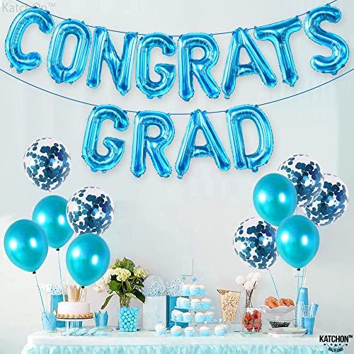 KatchOn, Congrats Grad Balloons Blue - 16 Inch | Congrats Balloons for Graduation Party Decorations 2024 | Congratulations Balloons for Blue Graduation Decorations Class of 2024 | Graduation Balloons…