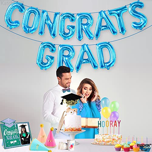 KatchOn, Congrats Grad Balloons Blue - 16 Inch | Congrats Balloons for Graduation Party Decorations 2024 | Congratulations Balloons for Blue Graduation Decorations Class of 2024 | Graduation Balloons…