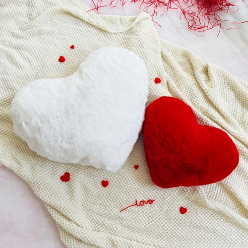 YRXRUS Valentine's Day Heart Pillows, Heart Shaped Pillow for Valentine's Day Decor, 14X17 Inch Large White Heart Pillows, Love Decor, Throw Pillows for Gifts, Bedroom, Living Room, Holiday Pillow