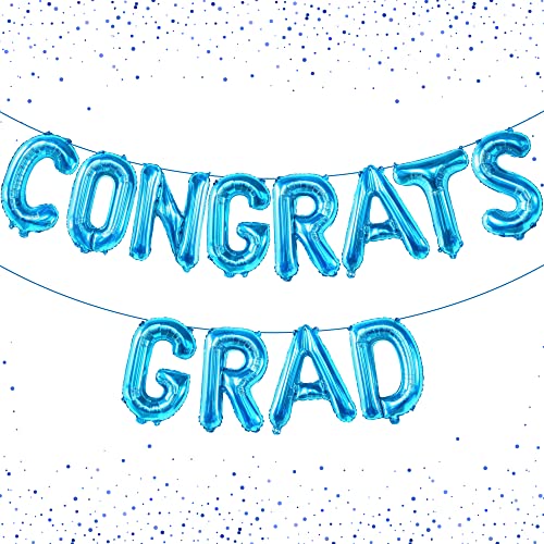 KatchOn, Congrats Grad Balloons Blue - 16 Inch | Congrats Balloons for Graduation Party Decorations 2024 | Congratulations Balloons for Blue Graduation Decorations Class of 2024 | Graduation Balloons…