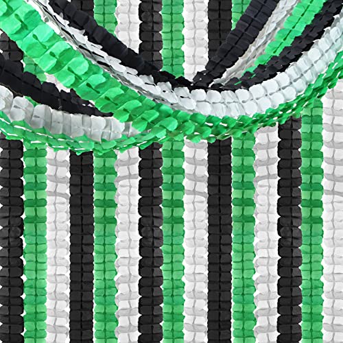 Black Green-Silver Party-Decorations Streamers Garland - 12pcs Graduation 2024 4-Leaf Clover Paper Streamer, Soccer Party Supplies Wedding Men Boys Birthday Baby Bridal Shower Banners Decor Ouruola