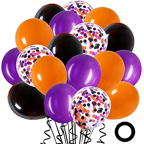 Halloween Latex Balloons 70Pack, 12inch Black Orange White Confetti Hocus Pocus Ballons for Halloween Birthday Hocus Pocus Party Decorations…