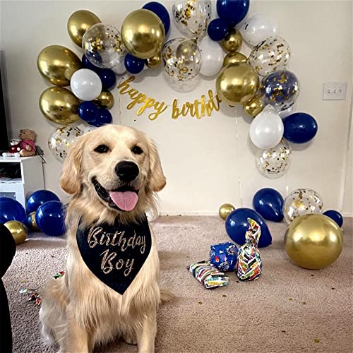 Navy Blue and Gold Balloons, 60 Pieces Navy Blue Pearl White Chrome Gold Metallic Latex Balloons and Confetti Party Balloons for Boys Men Wedding Birthday Baby Shower Graduation Party Decorations