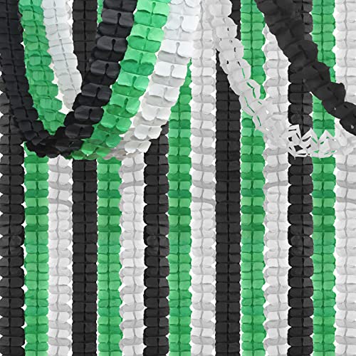 Black Green-Silver Party-Decorations Streamers Garland - 12pcs Graduation 2024 4-Leaf Clover Paper Streamer, Soccer Party Supplies Wedding Men Boys Birthday Baby Bridal Shower Banners Decor Ouruola