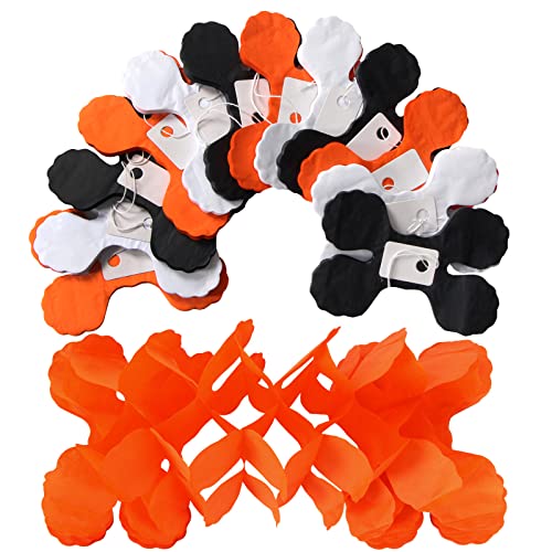 Black-White Orange halloween Party-Decorations Streamers-Garland - 12pcs 4-Leaf Clover Paper Streamer,Graduation Wedding Birthday Bachelorette Baby Bridal Shower Banners Decor Ouruola