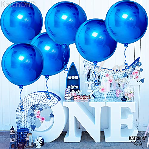 KatchOn, Large Royal Blue Balloons - 22 Inch, Pack of 6 | Royal Blue Mylar Balloons, Royal Blue Metallic Balloons for Royal Blue Party Decorations | Blue Foil Balloons, Under The Sea Party Decorations