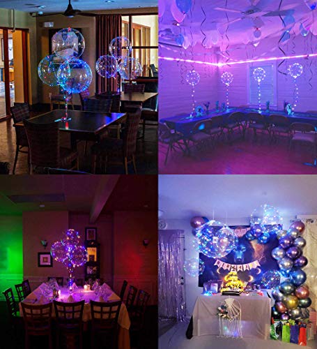 LED Balloons 10 Pack, Light Up Balloons 20 Inches Clear Helium Bobo Balloons, Glow Bubble Balloons with String Lights for Valentines Day Halloween Christmas Wedding Birthday Party Decoration