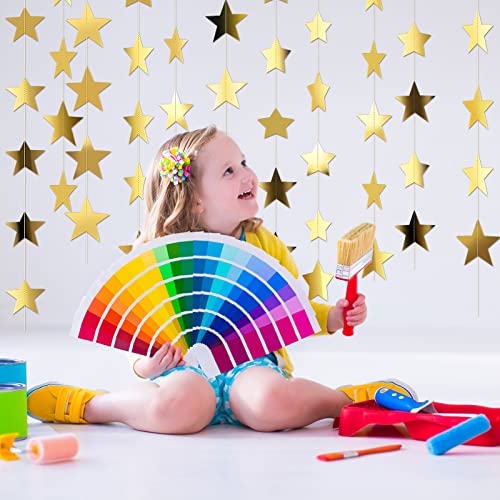 Glitter Star Garland Banner Decoration, 130 Feet Bright Star Hanging Bunting Banner Backdrop for Engagement Wedding Baby Shower Birthday Christmas Party Decor (Gold)