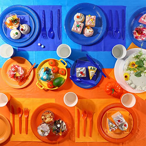 Sieral Orange and Blue War Birthday Party Supplies Disposable Plastic Tablecloth Paper Plates Napkins Tableware Complete Party for Target Sign Wart War Birthday Party Decorations(142 Pieces)