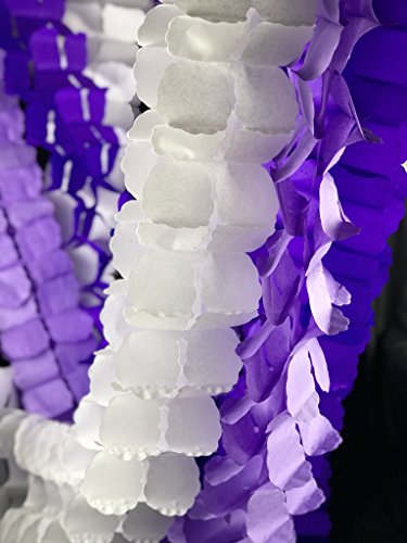 LIBERTIE Hanging Garland Four-Leaf Tissue Paper Flower Garland Reusable Party Streamers for Party Wedding Decorations, 11.81 Feet/3.6M Each, Pack of 6 (Purple Set 6PC)