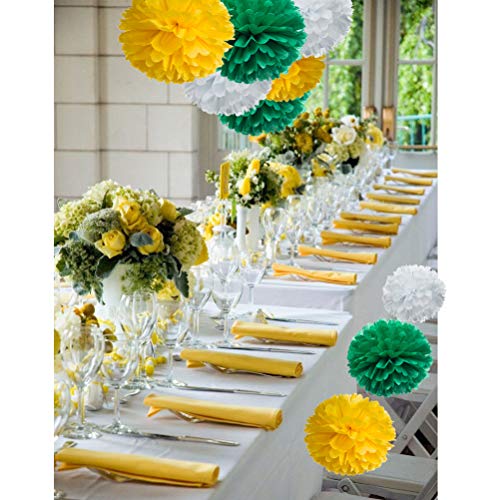 Paper Flower Tissue Pom Poms Party Supplies (yellow,green,white,12pc)