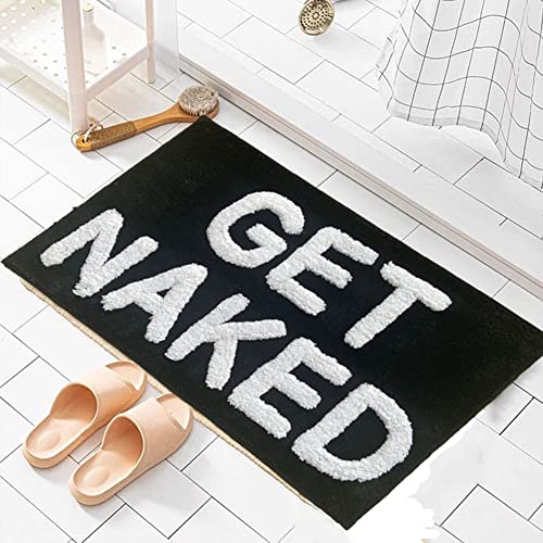 Zeeinx Get Naked Bath Mat Cute Bathroom Rugs Non Slip Microfiber Absorbent Bath Rugs Funny Bathroom Decor for Apartment Black Bath mat for Tub and Shower,Machine Washable,20”x32”