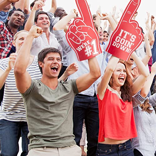 Okuna Outpost 2 Pack Red Foam Fingers #1, It's Goin' Down for Sports Fan Accessories, Cheering, Party Favors, 17.5 Inch Giant Foam Hand