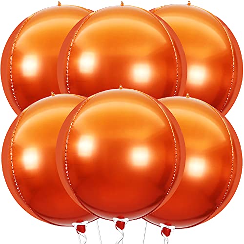 KatchOn, Big Orange Mylar Balloons - 22 Inch, Pack of 6 | Orange Foil Balloons, Burnt Orange Balloons | Thanksgiving Balloons, Fall Decorations | Orange Metallic Balloons | Thanksgiving Foil Balloons