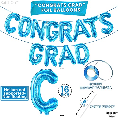 KatchOn, Congrats Grad Balloons Blue - 16 Inch | Congrats Balloons for Graduation Party Decorations 2024 | Congratulations Balloons for Blue Graduation Decorations Class of 2024 | Graduation Balloons…