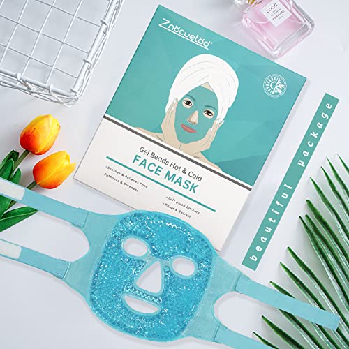 Cold Face Eye Mask Ice Pack Reduce Face Puff, Dark Circles, Gel Beads Hot Heat Cold Compress Pack, Face SPA for Woman Sleeping, Pressure, Headaches, Skin Care, Post Laser Care[Blue]