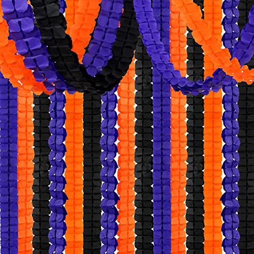 Black-Orange Purple Halloween Party-Decorations Streamers-Garland - 12pcs 4-Leaf Clover Paper Streamer,Graduation Wedding Birthday Bachelorette Baby Bridal Shower Banners Decor Ouruola