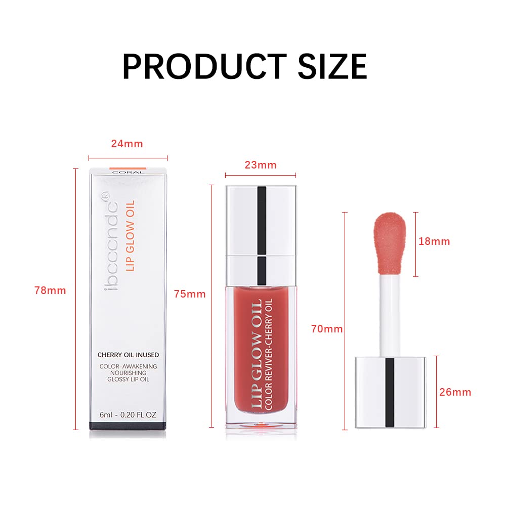 Hydrating Moisturizing Lip Glow Oil, Nourishing Glossy Transparent Plumping Oil, Non-sticky Tinted Toot Lip Balm for Lip Care