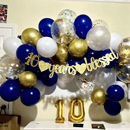 Navy Blue and Gold Balloons, 60 Pieces Navy Blue Pearl White Chrome Gold Metallic Latex Balloons and Confetti Party Balloons for Boys Men Wedding Birthday Baby Shower Graduation Party Decorations