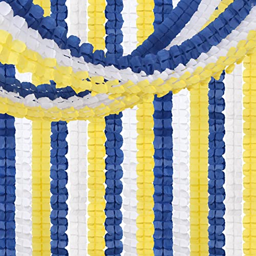 Navy-Blue White-Yellow Party-Decorations Streamers Garland - 12pcs 4-Leaf Clover Paper Streamer,Graduation Wedding Birthday Baby Bridal Shower Banners Decor