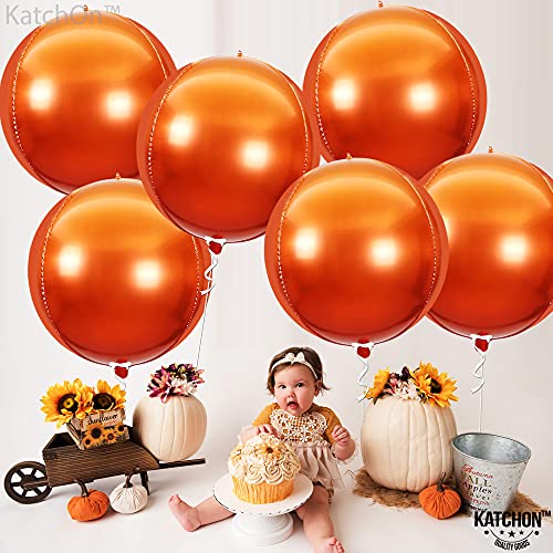 KatchOn, Big Orange Mylar Balloons - 22 Inch, Pack of 6 | Orange Foil Balloons, Burnt Orange Balloons | Thanksgiving Balloons, Fall Decorations | Orange Metallic Balloons | Thanksgiving Foil Balloons